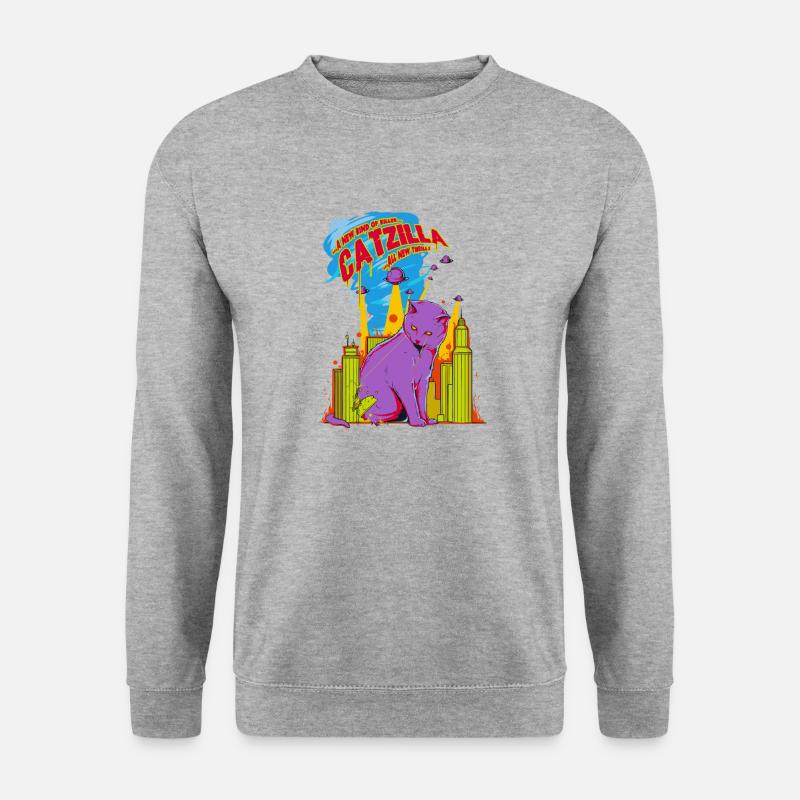 Katze - Unisex Pullover - Weißgrau meliert