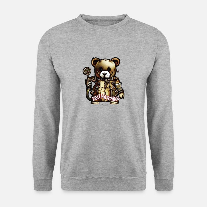Teddybär Zeitmaschine - Unisex Pullover - Weißgrau meliert