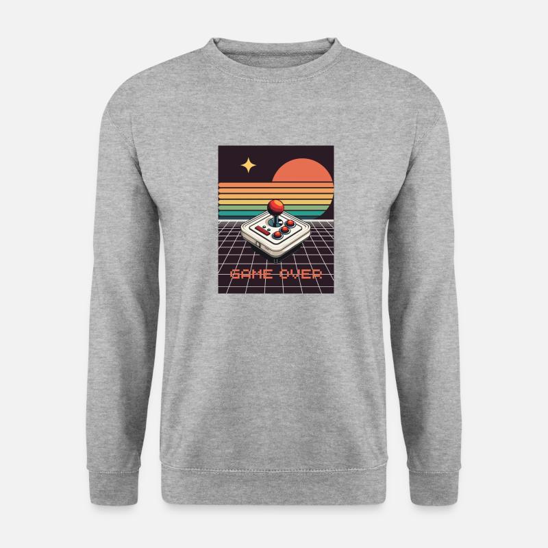 Game Over, Retro, Gaming, Joystick - Unisex Pullover - Weißgrau meliert