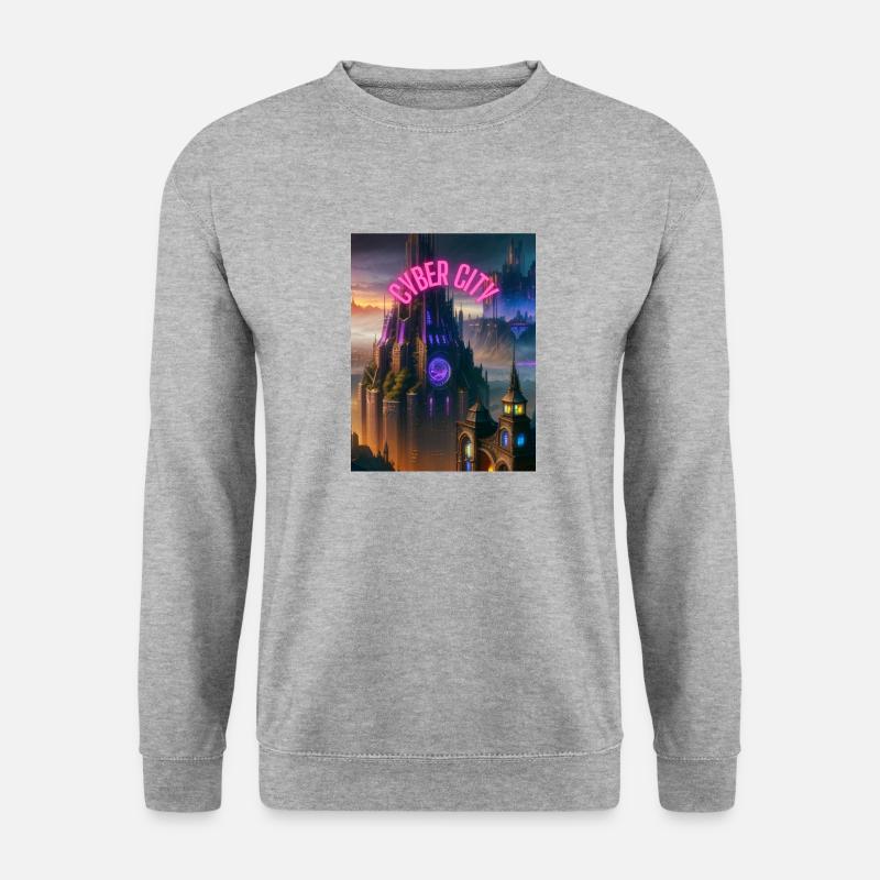 CYBER CITY - Unisex Pullover - Weißgrau meliert