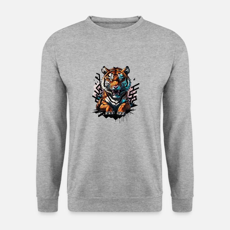 Graffiti Tiger - Unisex Pullover - Weißgrau meliert