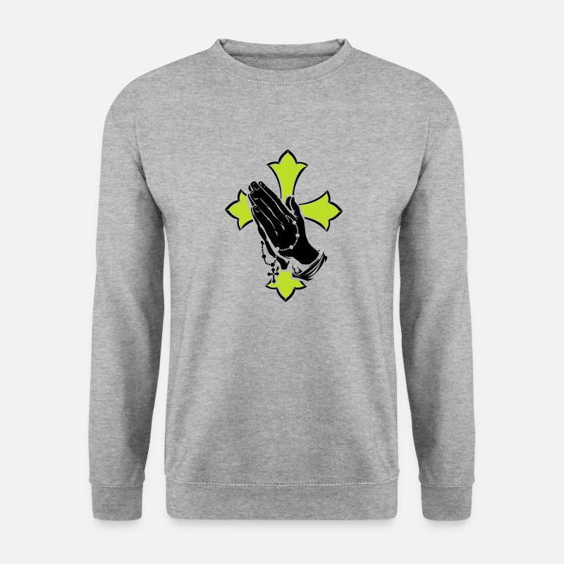 praying hands - Unisex Pullover - Weißgrau meliert