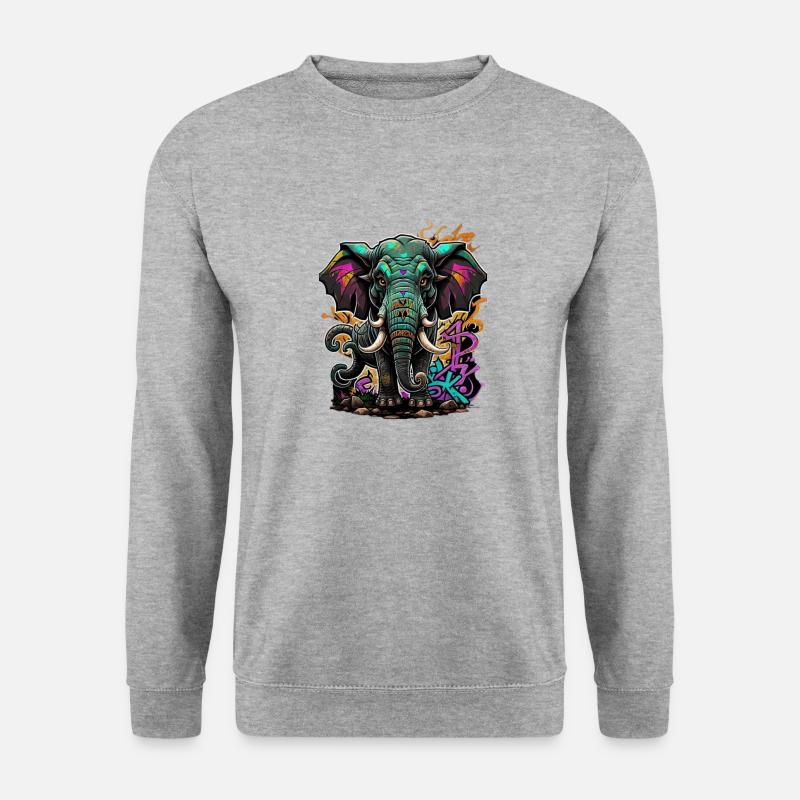 Graffiti Elefant - Unisex Pullover - Weißgrau meliert