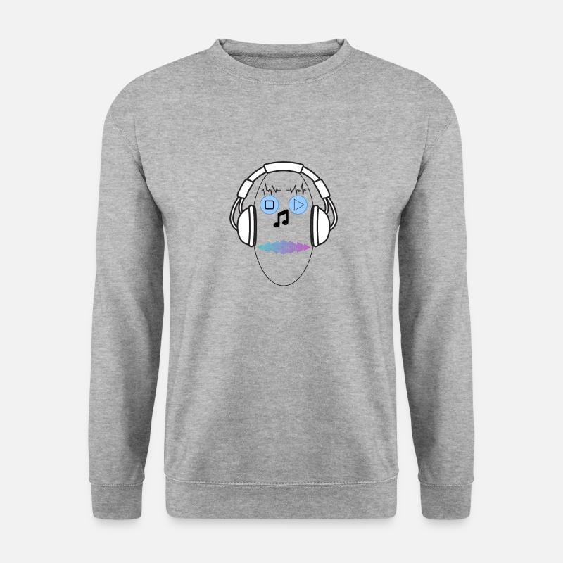 Music Face - Unisex Pullover - Weißgrau meliert
