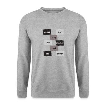 Jesus der weg - Unisex Pullover - Weißgrau meliert - Vorne - Alina (178cm) & Michal (187cm)