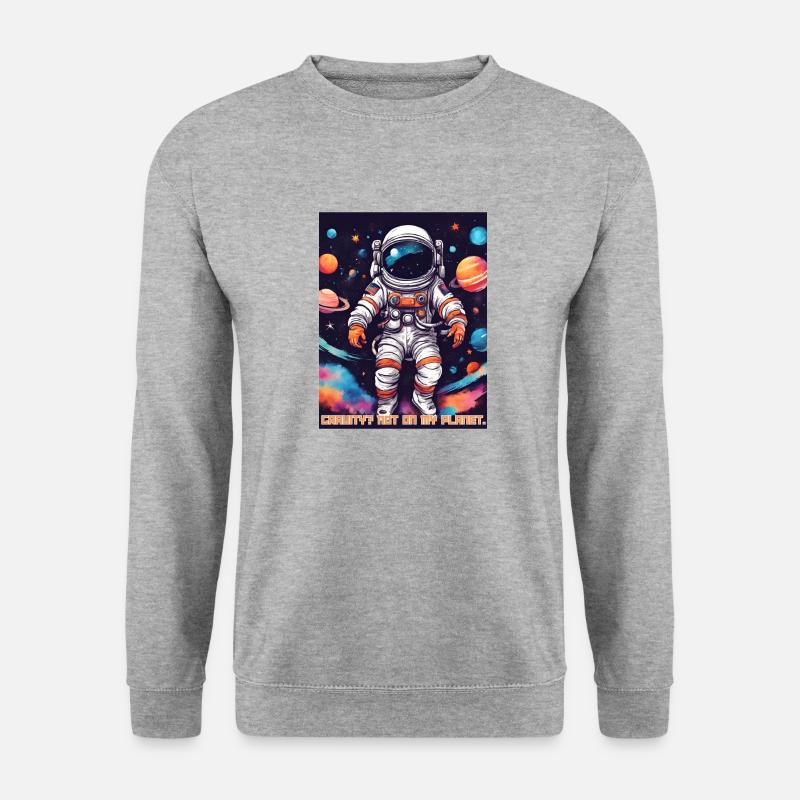 Astronaut- gravity? Not on my planet - Unisex Pullover - Weißgrau meliert
