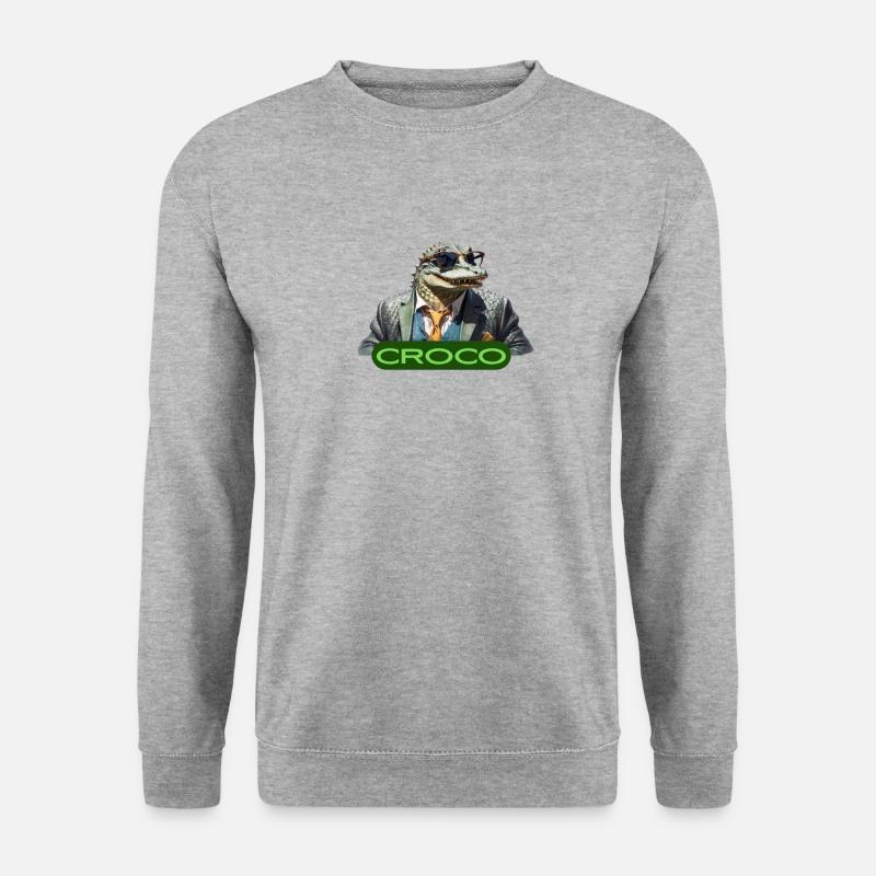 CROCODILE - Unisex Pullover - Weißgrau meliert