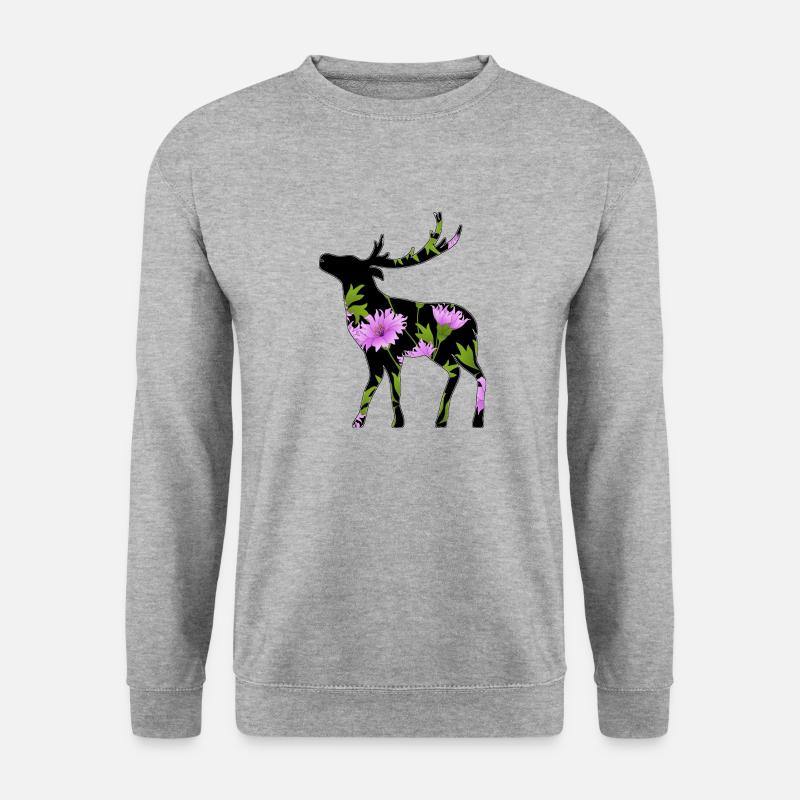 Hirsch - Unisex Pullover - Weißgrau meliert