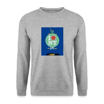 I love new york - Sweat-shirt Unisexe - gris chiné - Devant - Alina (178cm) & Michal (187cm)