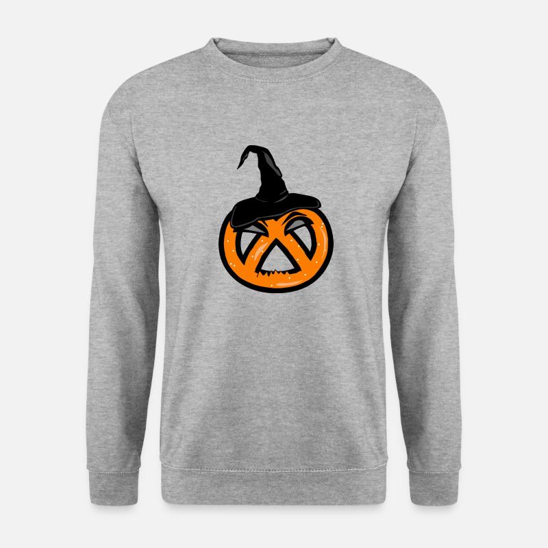 Halloween-Brezel - Unisex Pullover - Weißgrau meliert