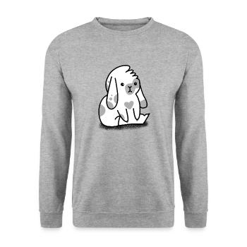 Cute sitting White Bun Bunny - Unisex Sweatshirt - salt & pepper - Front - Alina (178cm) & Michal (187cm)
