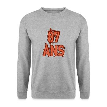 87 ANS - Sweat-shirt Unisexe - gris chiné - Devant - Alina (178cm) & Michal (187cm)