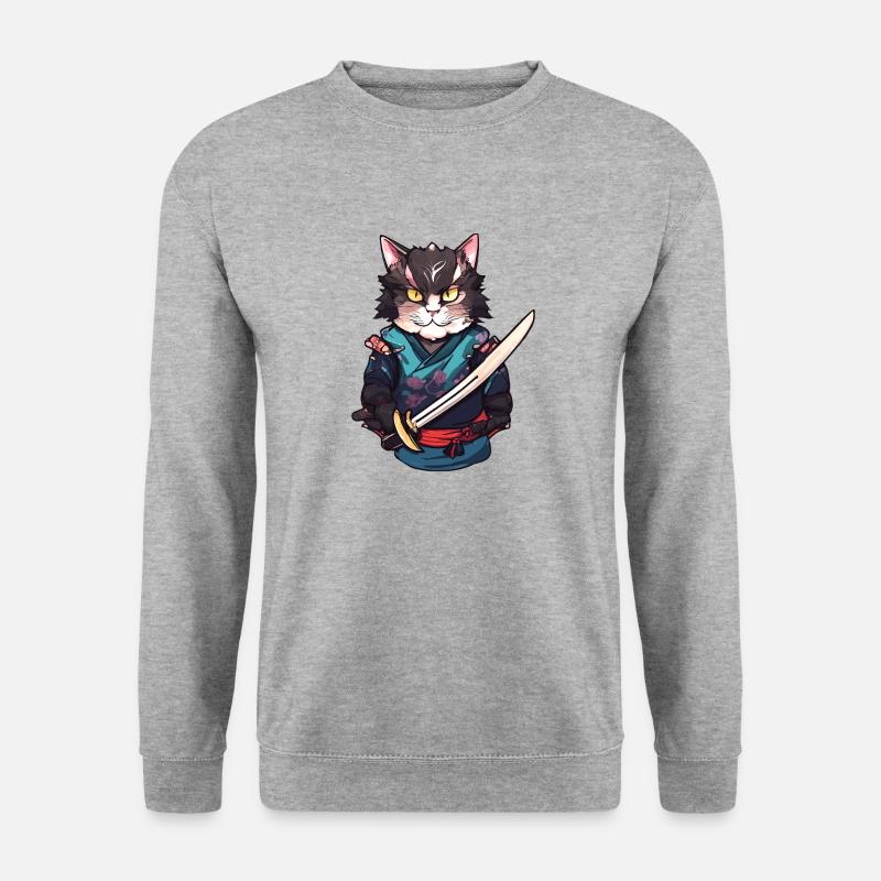 Samurai Cat #12 - Unisex Sweatshirt - salt & pepper