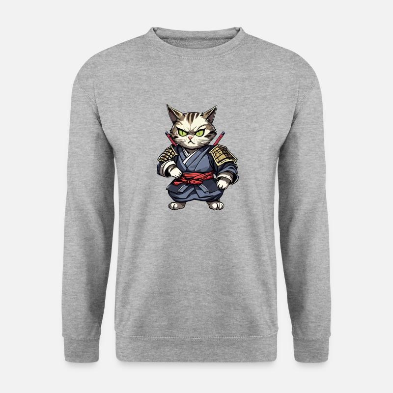 Samurai Cat #15 - Unisex Sweatshirt - salt & pepper