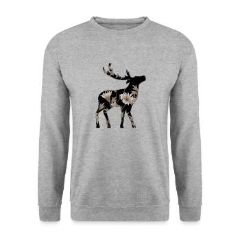 Hirsch - Unisex Pullover - Weißgrau meliert - Vorne - Alina (178cm) & Michal (187cm)