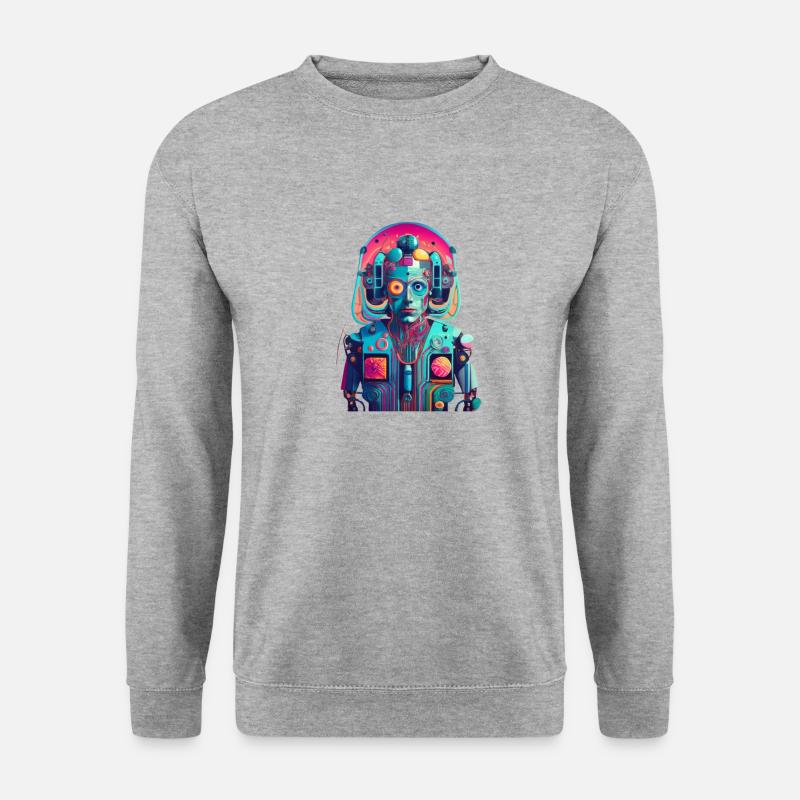 Mensch Roboter - Unisex Pullover - Weißgrau meliert