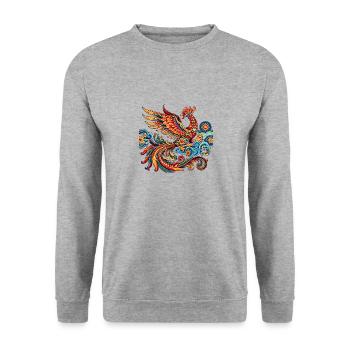 Phénix chinois traditionnel vibrant - Sweat-shirt Unisexe - gris chiné - Devant - Alina (178cm) & Michal (187cm)