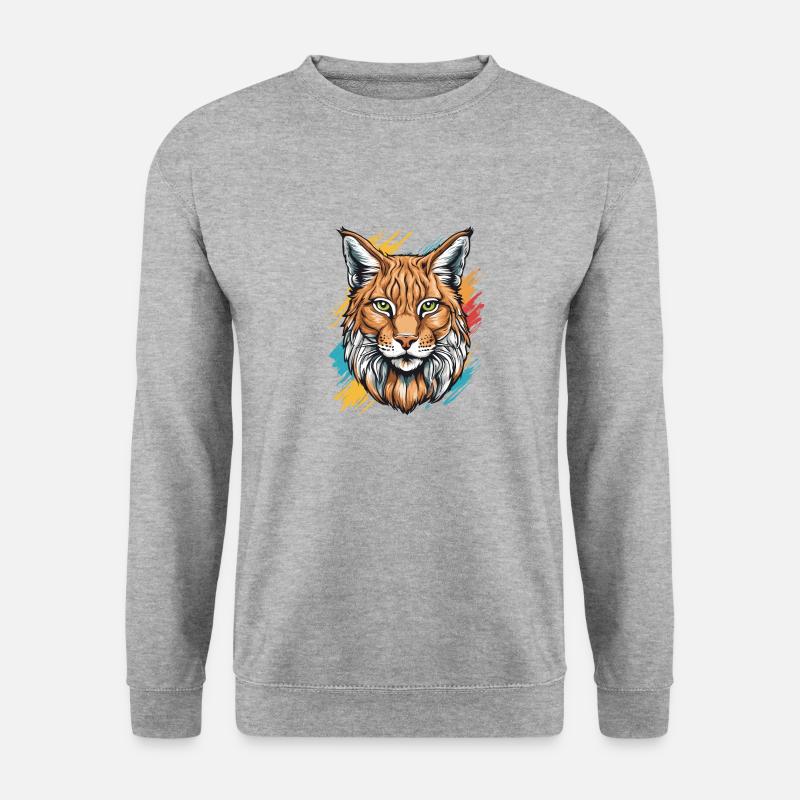 Luchs-Katze - Unisex Pullover - Weißgrau meliert