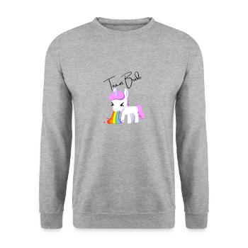 Team Bride Einhorn - Unisex Pullover - Weißgrau meliert - Vorne - Alina (178cm) & Michal (187cm)