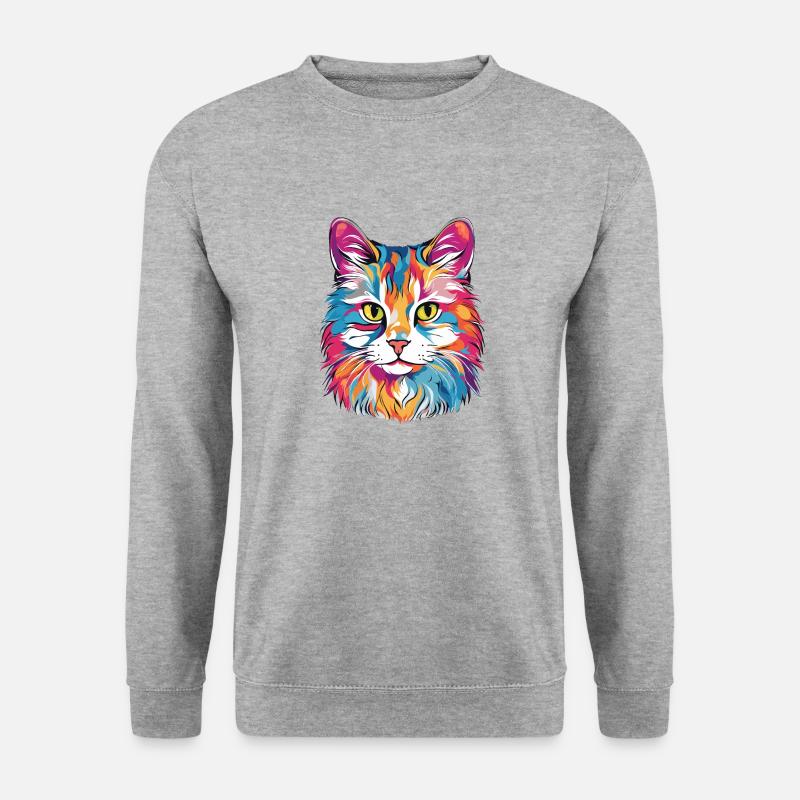 Katze - Unisex Pullover - Weißgrau meliert