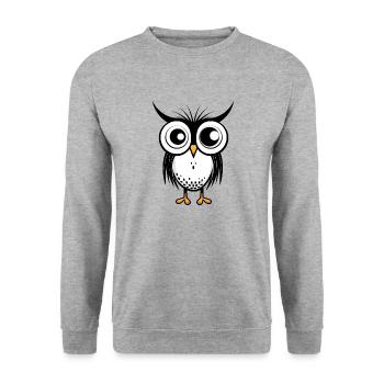 Eule - Unisex Pullover - Weißgrau meliert - Vorne - Alina (178cm) & Michal (187cm)