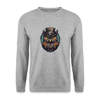 Owl - Unisex Sweatshirt - salt & pepper - Front - Alina (178cm) & Michal (187cm)