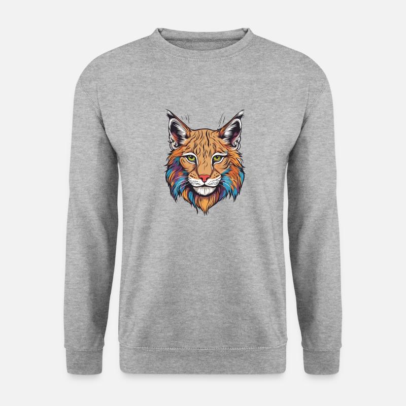 Luchs-Katze - Unisex Pullover - Weißgrau meliert