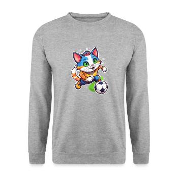 Soccer Cat / Animal / Soccer / Goal / Sports - Unisex Sweatshirt - salt & pepper - Front - Alina (178cm) & Michal (187cm)