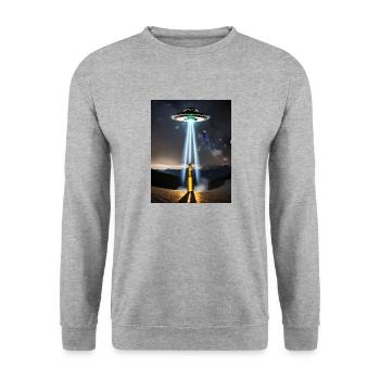 alien entführung bier wortspiel ich will beerlieve - Unisex Pullover - Weißgrau meliert - Vorne - Alina (178cm) & Michal (187cm)