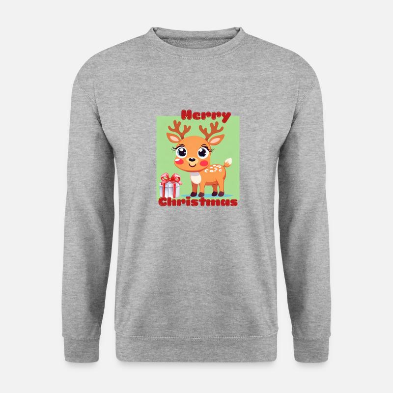 Christmas Rentier - Unisex Pullover - Weißgrau meliert