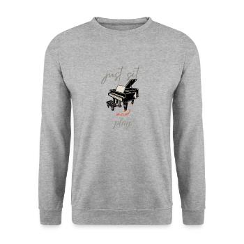 Musik Künstlerische Gestaltung "Einfach sitzen und spielen" - Unisex Pullover - Weißgrau meliert - Vorne - Alina (178cm) & Michal (187cm)