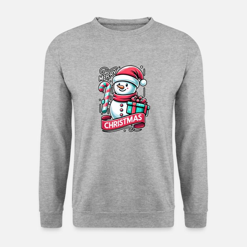 Schneemann Merry Christmas - Unisex Pullover - Weißgrau meliert