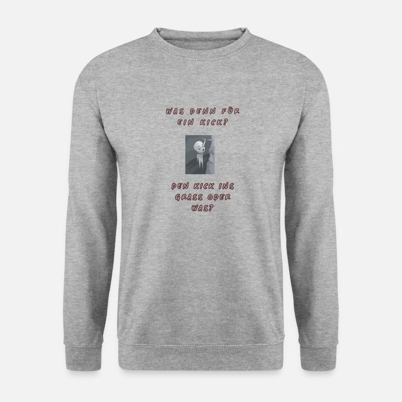 Was denn für ein Kick, den Kick ins Gras - Unisex Pullover - Weißgrau meliert