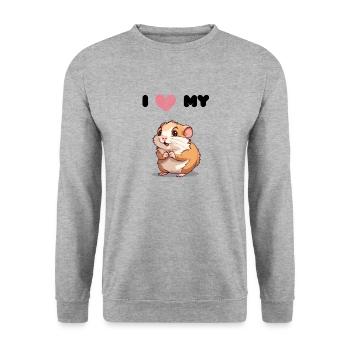 Hamster Love - Hamster mignon - Sweat-shirt Unisexe - gris chiné - Devant - Alina (178cm) & Michal (187cm)