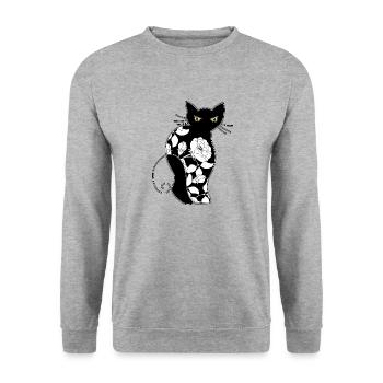Cat - Unisex Sweatshirt - salt & pepper - Front - Alina (178cm) & Michal (187cm)