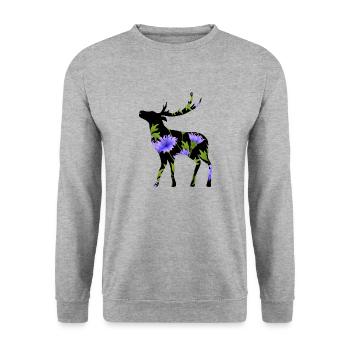 Hirsch - Unisex Pullover - Weißgrau meliert - Vorne - Alina (178cm) & Michal (187cm)