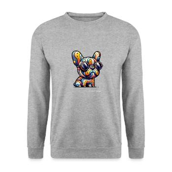 Frenchie Summer - Unisex Pullover - Weißgrau meliert - Vorne - Alina (178cm) & Michal (187cm)