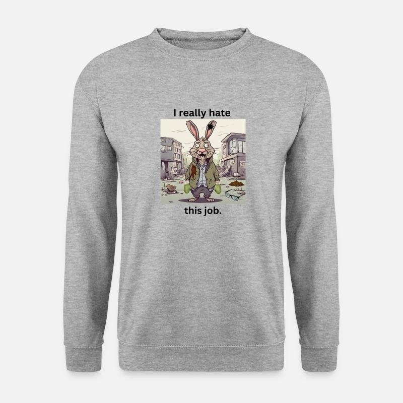 I really hate - lustiges Motiv - Unisex Pullover - Weißgrau meliert