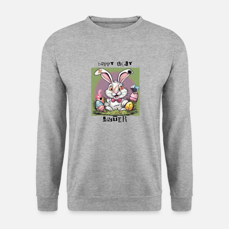 Frohe hässliche Ostern - Unisex Pullover - Weißgrau meliert