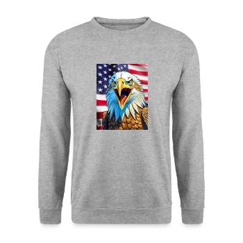 Adler - Unisex Pullover - Weißgrau meliert - Vorne - Alina (178cm) & Michal (187cm)