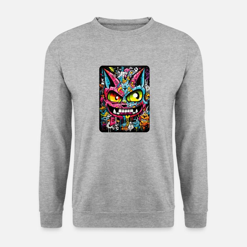 Katze graffiti abstract - Unisex Pullover - Weißgrau meliert