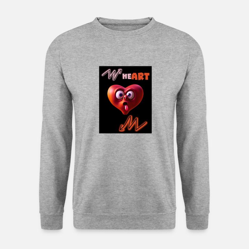 Herz Er Kunst - Unisex Pullover - Weißgrau meliert