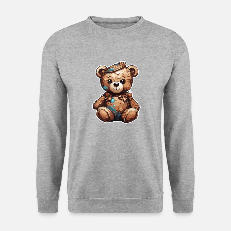 Teddybär / Kuscheltier / Stofftier / Geschenkidee - Unisex Pullover - Weißgrau meliert