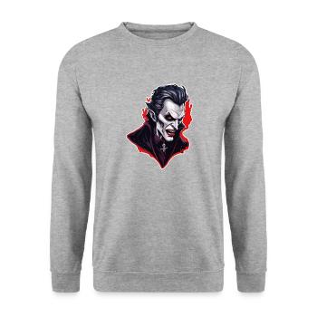 Vampir / Dracula / Blutsauger / Halloween / Mythos - Unisex Pullover - Weißgrau meliert - Vorne - Alina (178cm) & Michal (187cm)