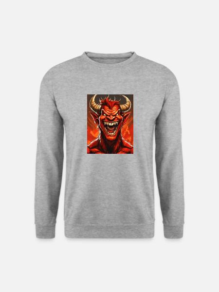 Teufel böse lachen lächeln monster dunkel horror gruselig - Unisex Pullover - Weißgrau meliert