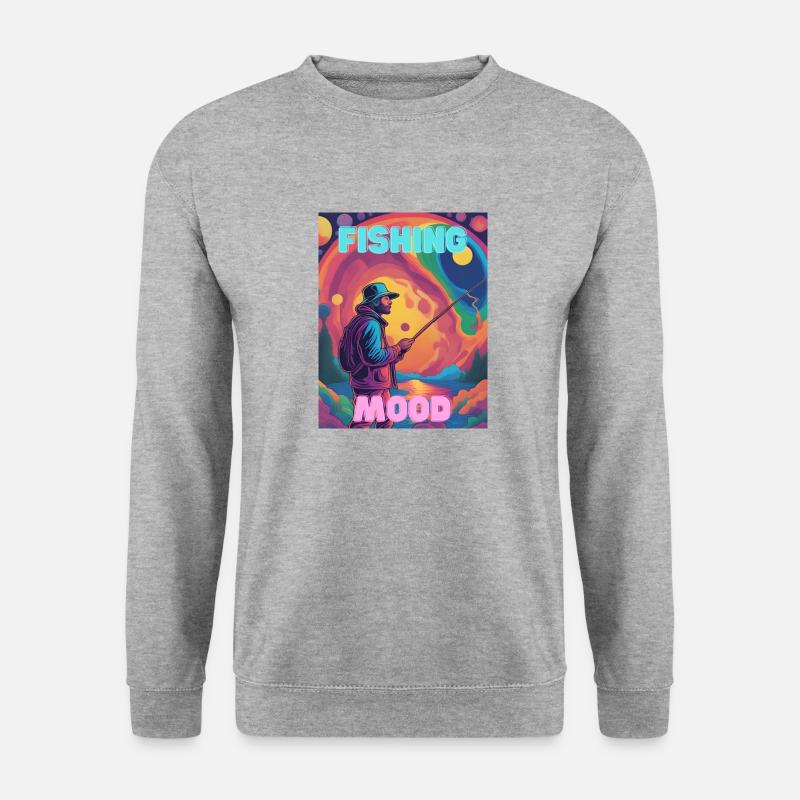 Fishing Mood - Unisex Pullover - Weißgrau meliert