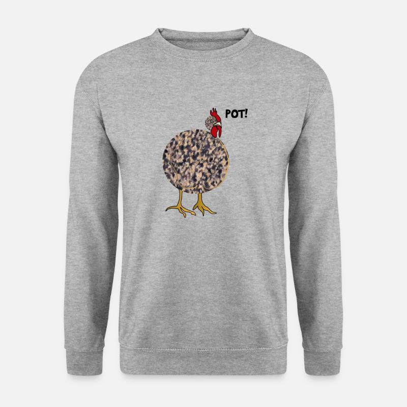 Topfklapperhenhuhn! - Unisex Pullover - Weißgrau meliert