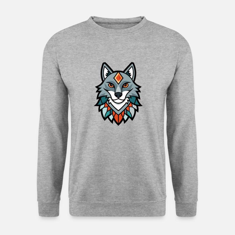 Mahakali Mystischer Wolfskult - Unisex Pullover - Weißgrau meliert