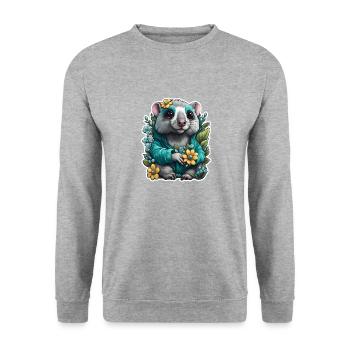 Lady O(possum) - Unisex Pullover - Weißgrau meliert - Vorne - Alina (178cm) & Michal (187cm)
