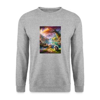WaldLaune - Unisex Pullover - Weißgrau meliert - Vorne - Alina (178cm) & Michal (187cm)